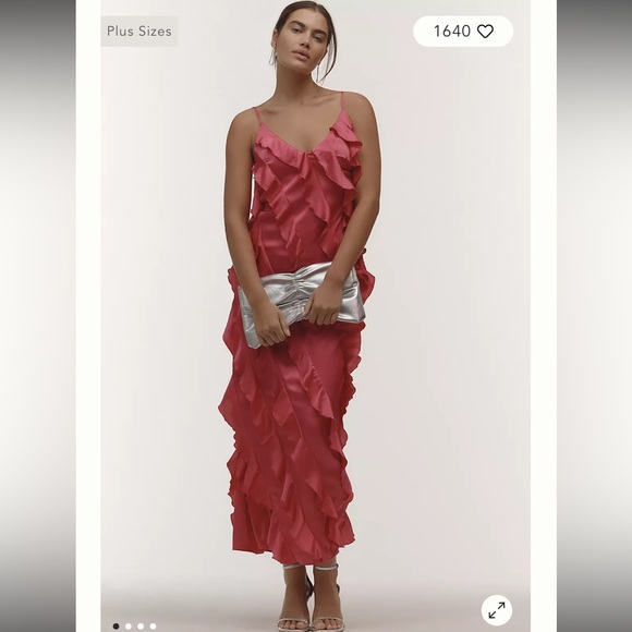 By Anthropologie Bias-Cut Ruffled Midi Dress - Picture 9 of 12